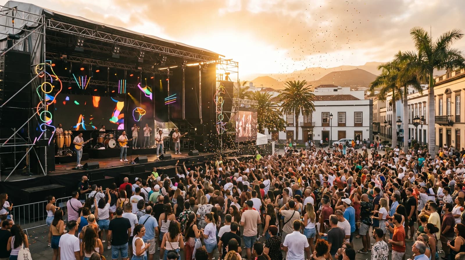 Pop festival mainstage atmosphere